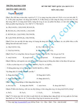 Đề thi thử THPT quốc gia 2015-Lần 1 môn Hóa Học
